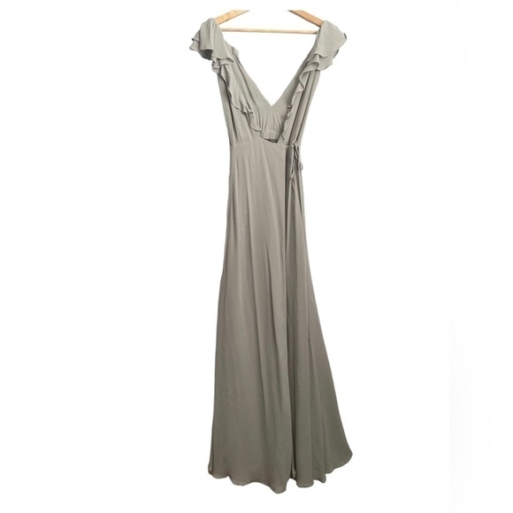 Reformation Gray Peppermint Bridesmaid Chiffon Long Dress US XS - Picture 7 of 12
